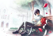 Aoi sits on a bench dying after being stabbed