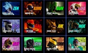 Dual Heroes character fighter profile screens