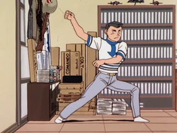 Miyoshi doing VulEagle rollcall pose