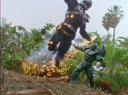 The Phantom Ranger brutally attacked by Ecliptor