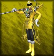 Gokai Yellow Gold Mode as depicted in Super Sentai Battle: Dice-O
