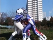 The Power Rangers vs. the football-themed Putty Patrollers.