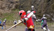 Samurai Rangers during the battle.