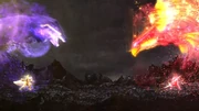 Lord Galza facing off against Kiramai Red.