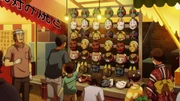 Sentai-like masks on the stands
