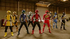 The Grid Battleforce Rangers alongside Dino Charge Rangers.