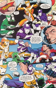 The Powee Rangers attack Superman