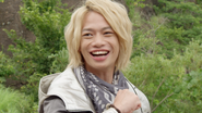 Gai Ikari, Gokai Silver, became Akarenger through the Gokai Change.