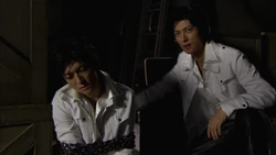 Vannain as Cain (right) next to the real Cain (left).