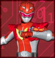 Red Buster Powered Custom as depicted in Super Sentai Battle: Dice-O