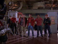 Eric and the other Red Rangers prepare to figth cogs