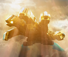 <div style="background-color:gold"><font color="#45B1E8">Beast Gigazord</font></div>