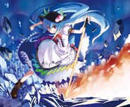 Hinanai Tenshi (Touhou Project) tearing the Earth open with the help of her Sword of Hisou.