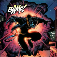 Nightcrawler (Marvel Comics) disappearing in a puff of smoke and reappearing elsewhere.