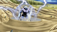 Ranke (Naruto) using Plasma Ball to generate an electrical barrier around herself.
