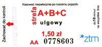 Bilet ulgowy 10-minutowy, strefy A+B+C (od 1 lipca 2014)