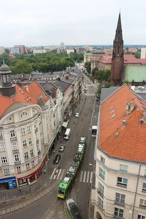 Zdjęcie ulicy Aleksandra Fredry z dachu 