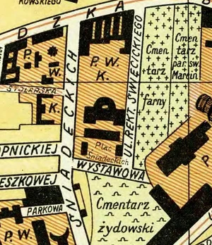 Plac noszący w roku  nazwę Śniadeckich na ówczesnym planie miasta