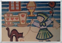 „Przed urodzeniem dziecka” Z. Wieczorek 1955 karton, akwarela 30cm x 21cm