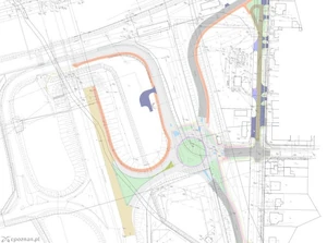 Projekt ronda wybudowanego na styku Krzywoustego i Ługańskiej w  r.