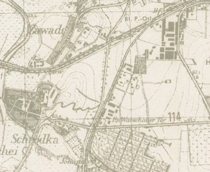 Stacja Brama Warszawska na mapie z 1944 roku (die Stationen Warschauer Tor)