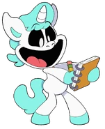 A promotional artwork of CraftyCorn drawing something.