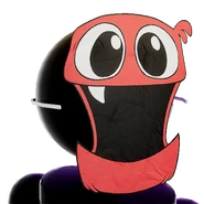 A mask cosmetic depicting a mural of Boxy Boo.