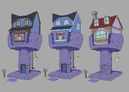 Concept art of CatNap's house by Scott Forester. It appears as a normal house atop a cat tree.