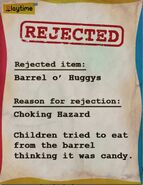 Barrel o' Huggys' rejection paper