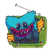 HuggyTV.png (292 KB) A mural of Huggy Wuggy crawling out of a television.