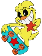 A unused artwork of KickinChicken skating.