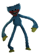 An alternate render of aggressive Huggy with him chasing and about to grab The Player.