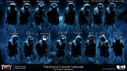 Concept art of Harley's expressions used during The Doctor Takeover.