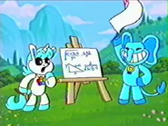 Bubba Bubbaphant ripping the painting off to reveal some equations.