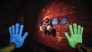 The Gas Mask's original placement on a coat rack, as seen in the first official gameplay trailer for Poppy Playtime: Chapter 3.