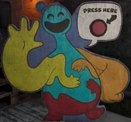 A cardboard cutout of Doey.