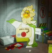 A cardboard cutout of Daisy found in front the lever that activates the Crane in the Rejected Room.