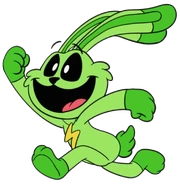 A unused artwork of Hoppy Hopscotch running.
