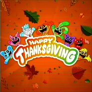 Special edition of the Smiling Critters logo, "Happy Thanksgiving".