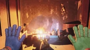 A Race Car catching on fire.
