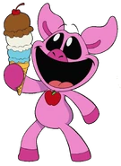 A promotional artwork of PickyPiggy holding an ice cream.