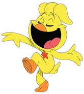 A unused artwork of KickinChicken dancing.