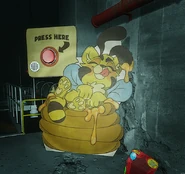 The cardboard cutout of Cat-Bee found after The Player passes through the left door of the Water Treatment.