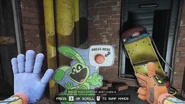 The Player listening to Hoppy Hopscotch’s cutout.