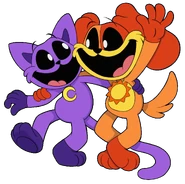 Merch artwork of CatNap and DogDay together.