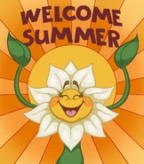 Daisy showing the words, "Welcome Summer" on a post on the Poppy Playtime Twitter.