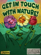 A poster saying, “Get in touch with nature!”, with Daisy and a few other flowers.