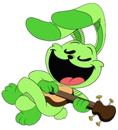 A unused artwork of Hoppy Hopscotch playing guitar.