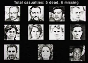 The faces of all 11 security team workers who were considered a casualty.