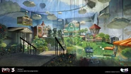 Concept art of the main area of the Playcare.